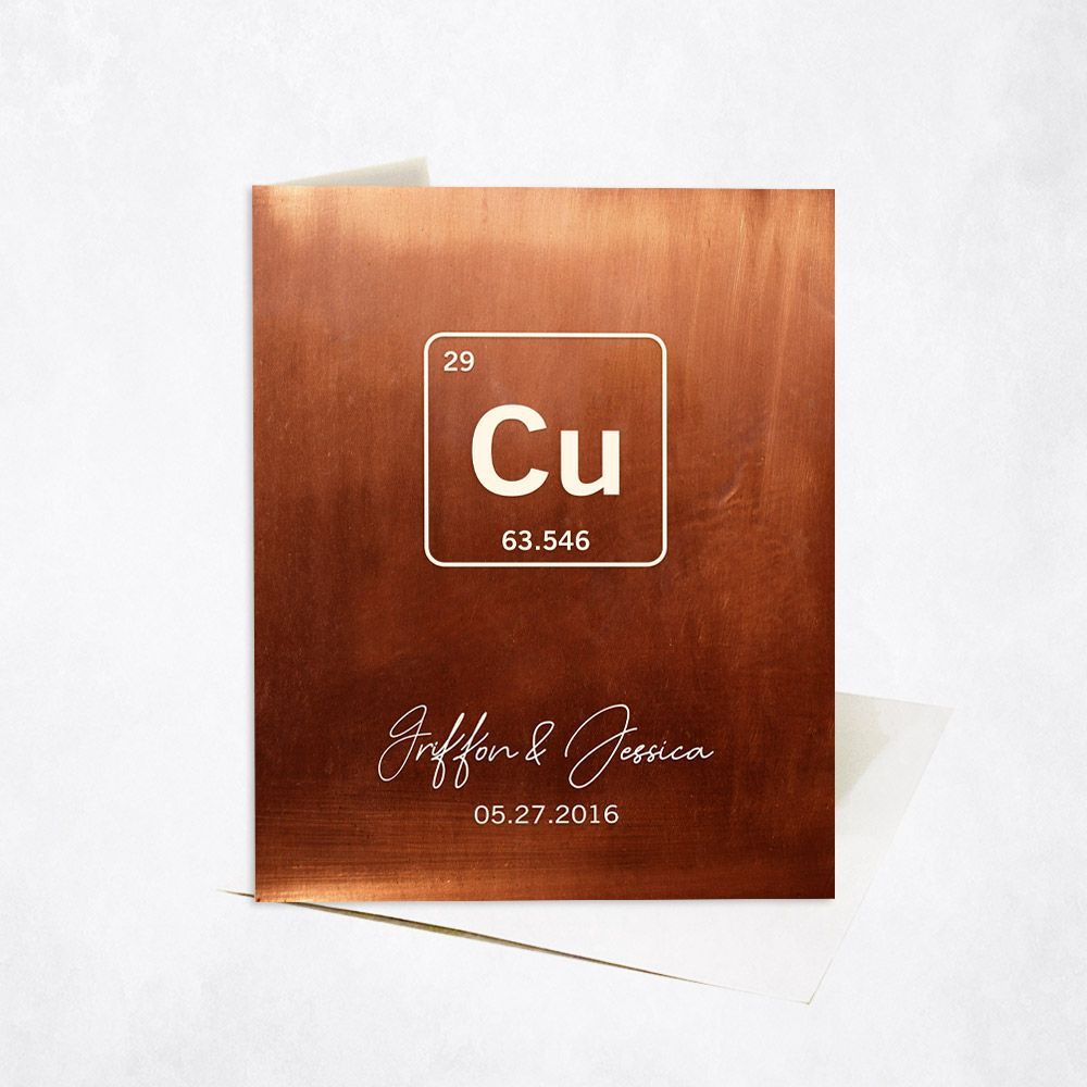Copper Periodic Table Element 7th Anniversary Card Gift for Couple C-1914