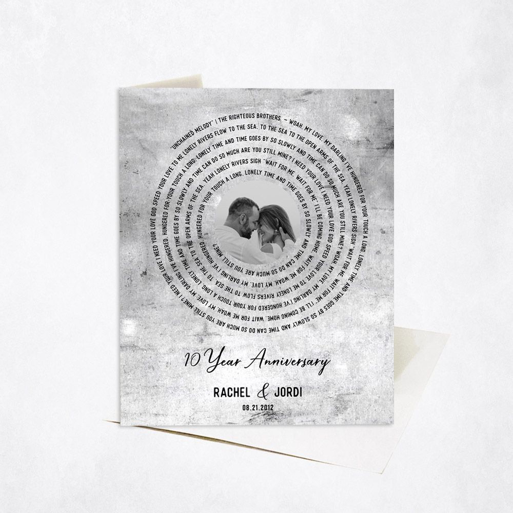 Tarnished Tin Our Song Lyrics 10th Anniversary Card Gift for Couple C-1905