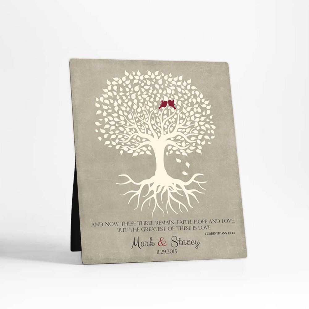 #1 Best Seller - Tree with Roots 1st Anniversary Desktop Plaque Gift for Couple D-1123