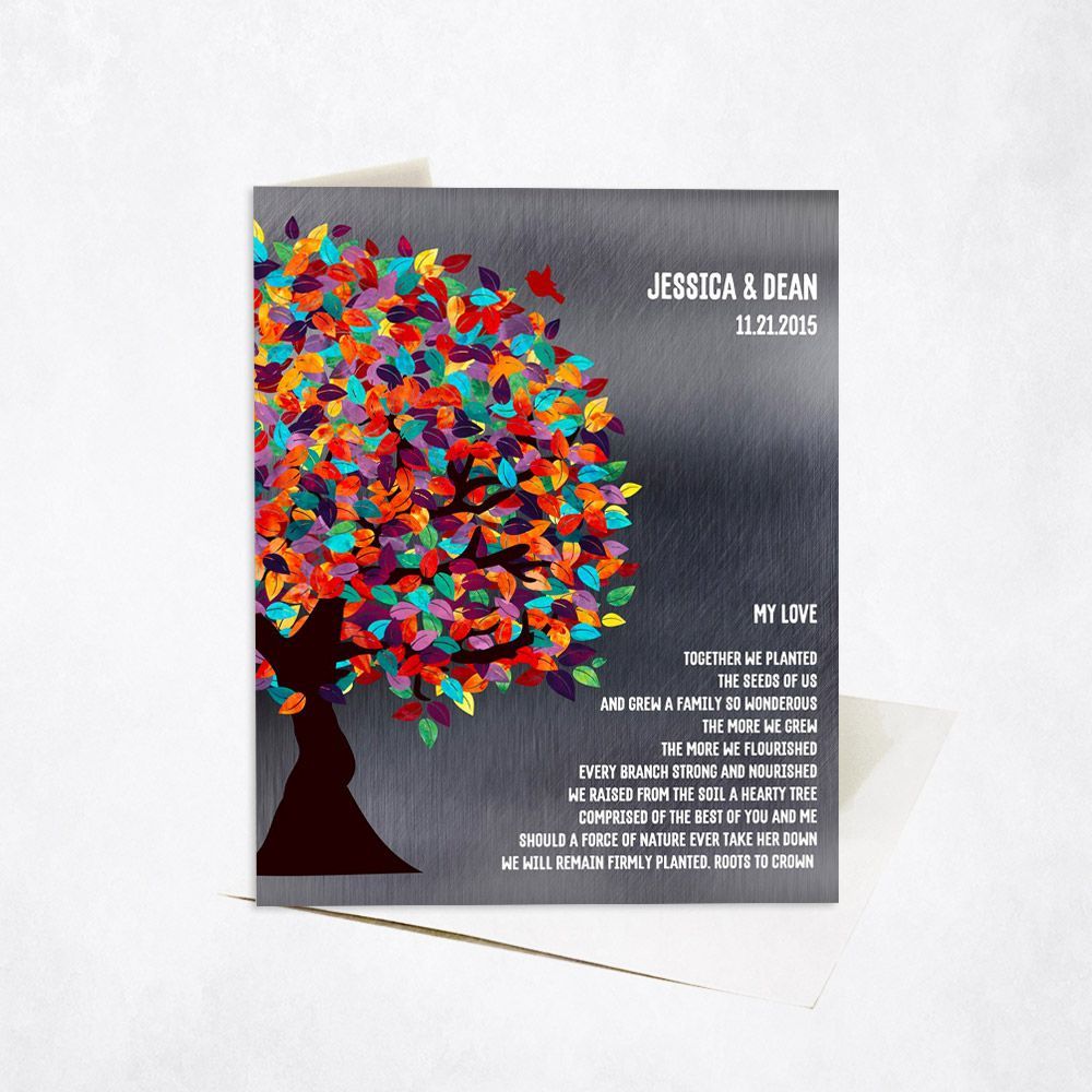 Tin Half Spring Tree 10th Anniversary Card Gift for Couple C-1290