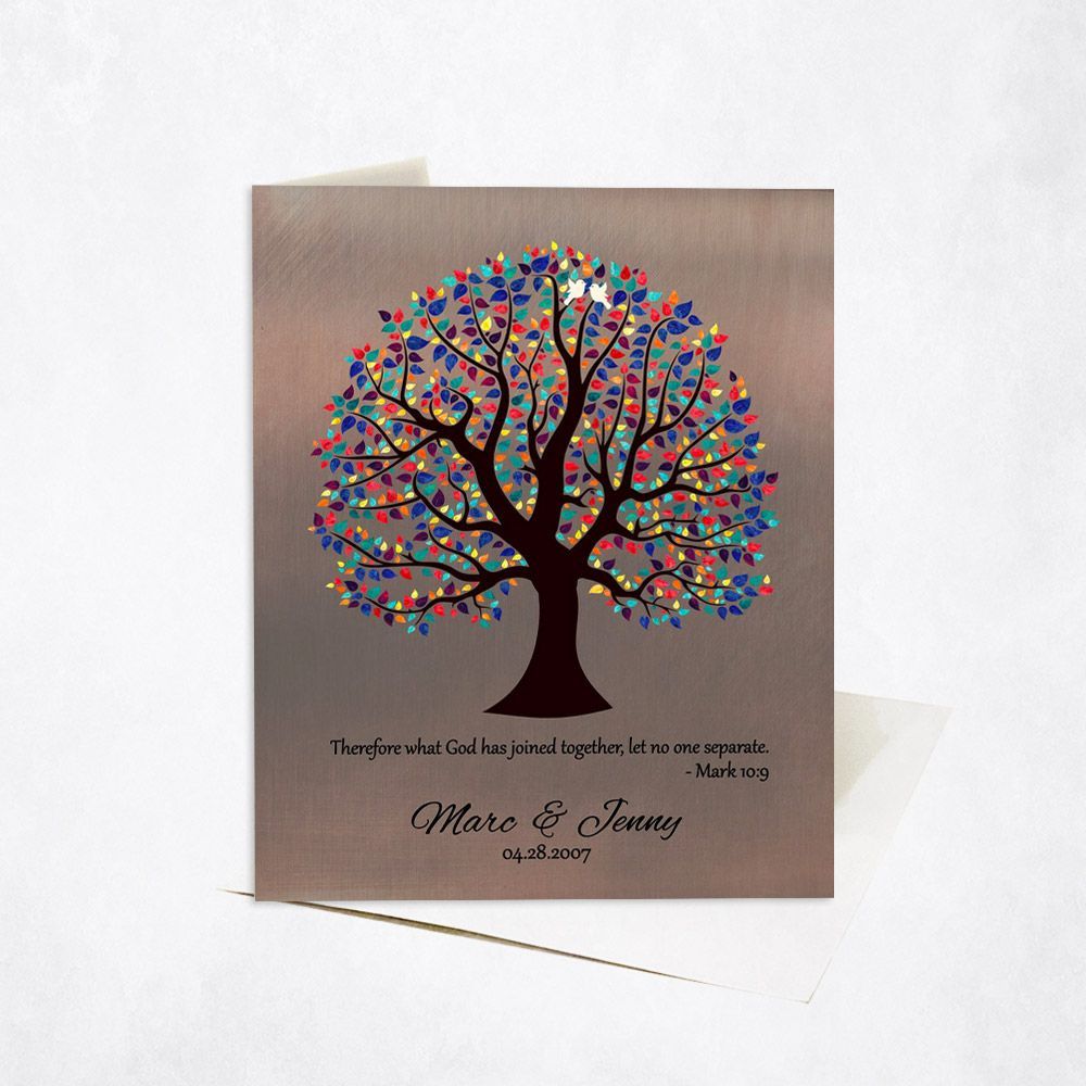 Bronze Curly Tree 8th Anniversary Card Gift for Couple C-1465