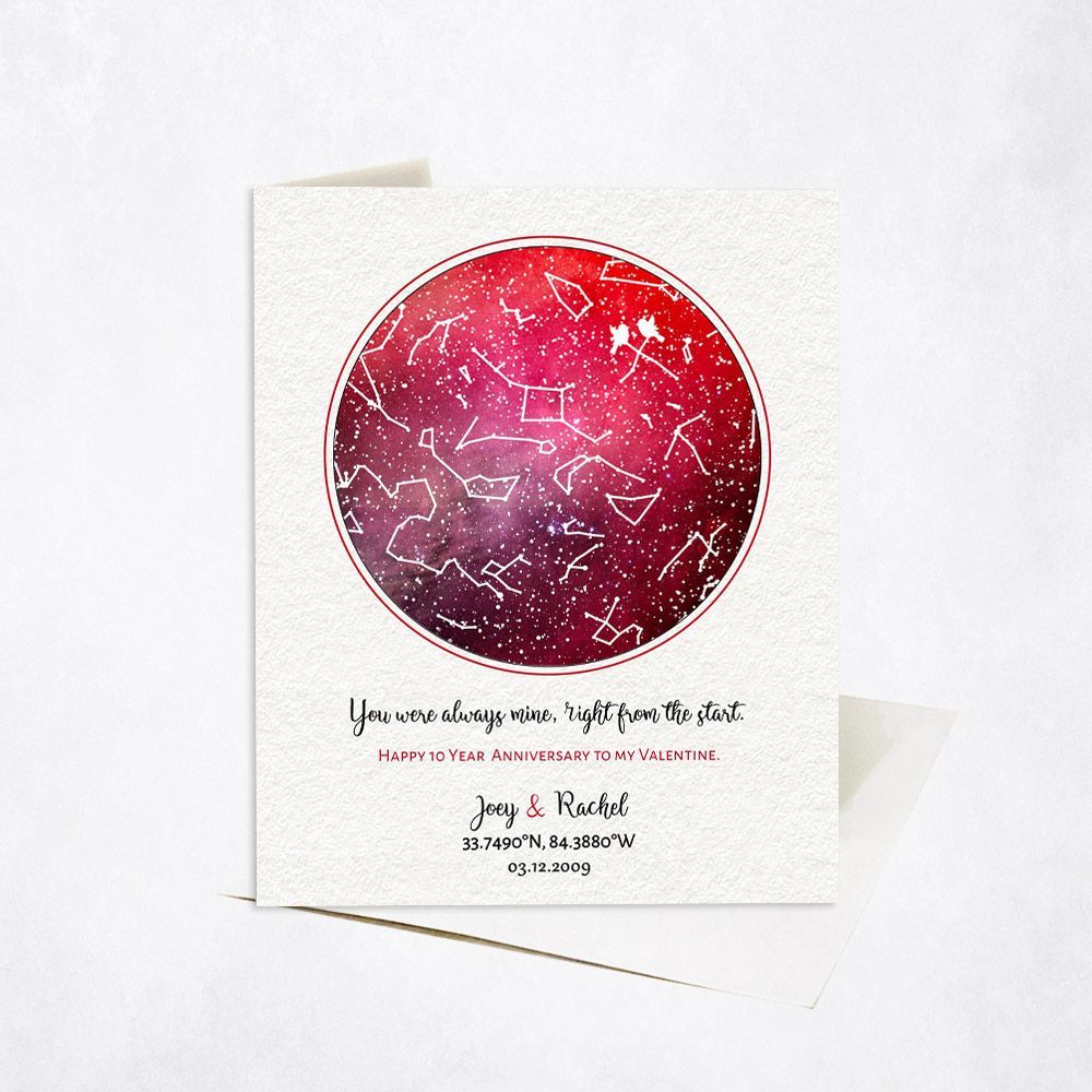 Star Map 10th Anniversary Card Gift for Couple C-1753