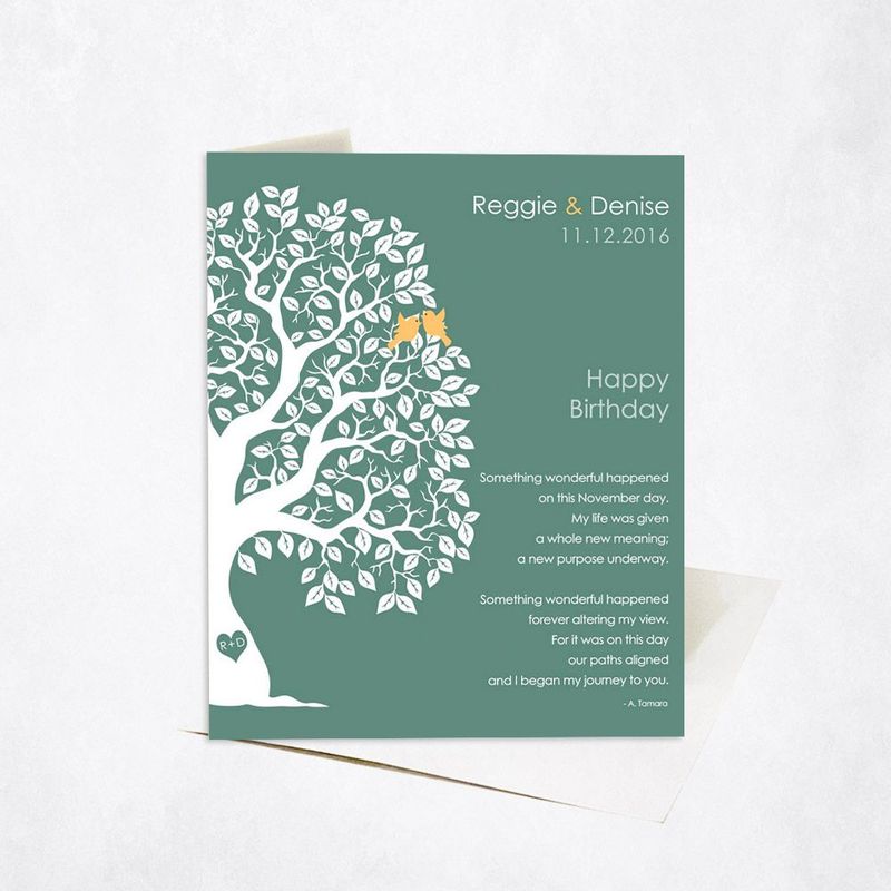Half Artful Tree Spouse Birthday Card Gift for Spouse C-1723