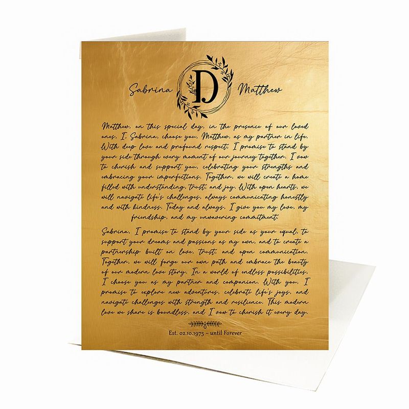 Gold Surname Monogram and History Housewarming Card Gift for Family C-2124