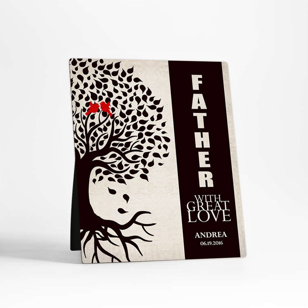 Father Side Tree With Roots Family Desktop Metal Plaque For Dad D-1228