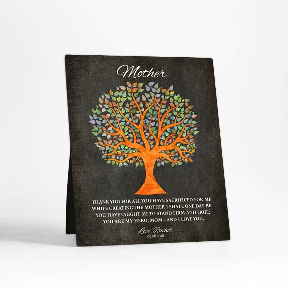 Artful Tree Silhouette Family Desktop Metal Plaque For Mom D-1222