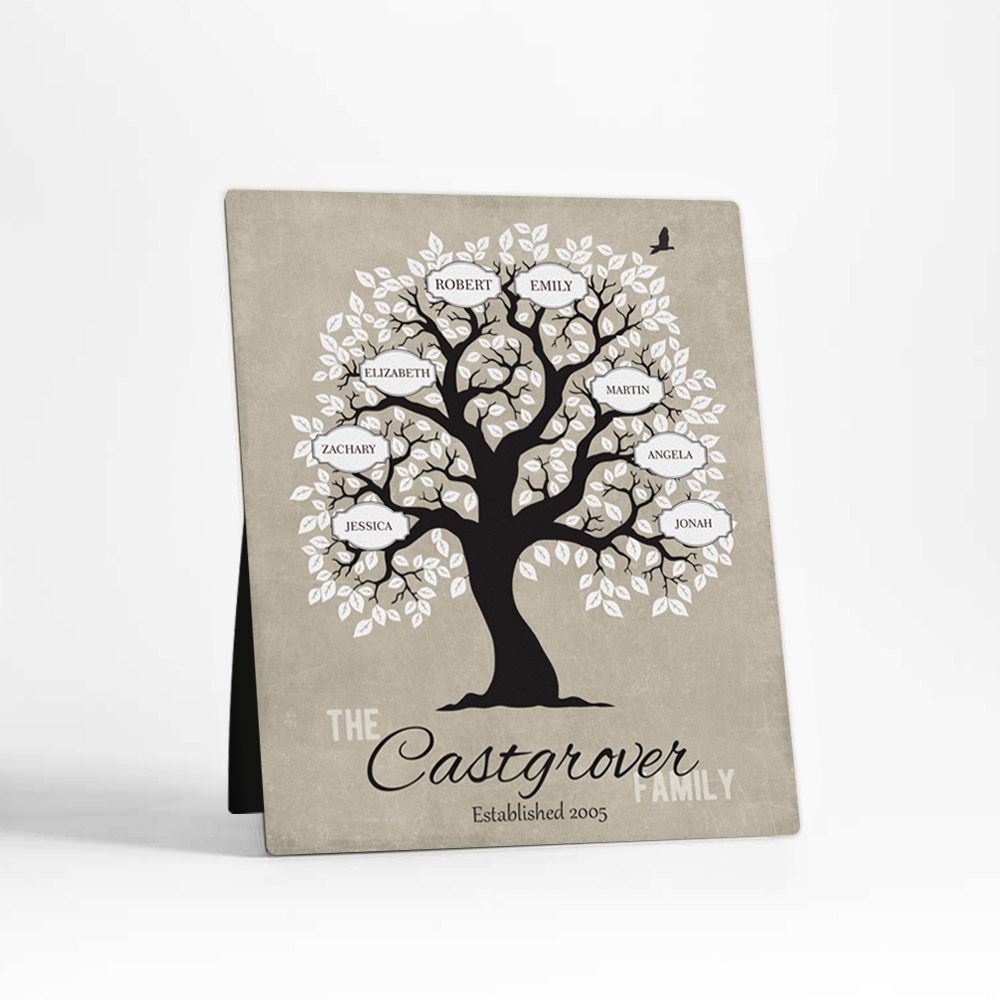 Artful Tree with Name Labels Anniversary Desktop Plaque Gift for Couple D-1200