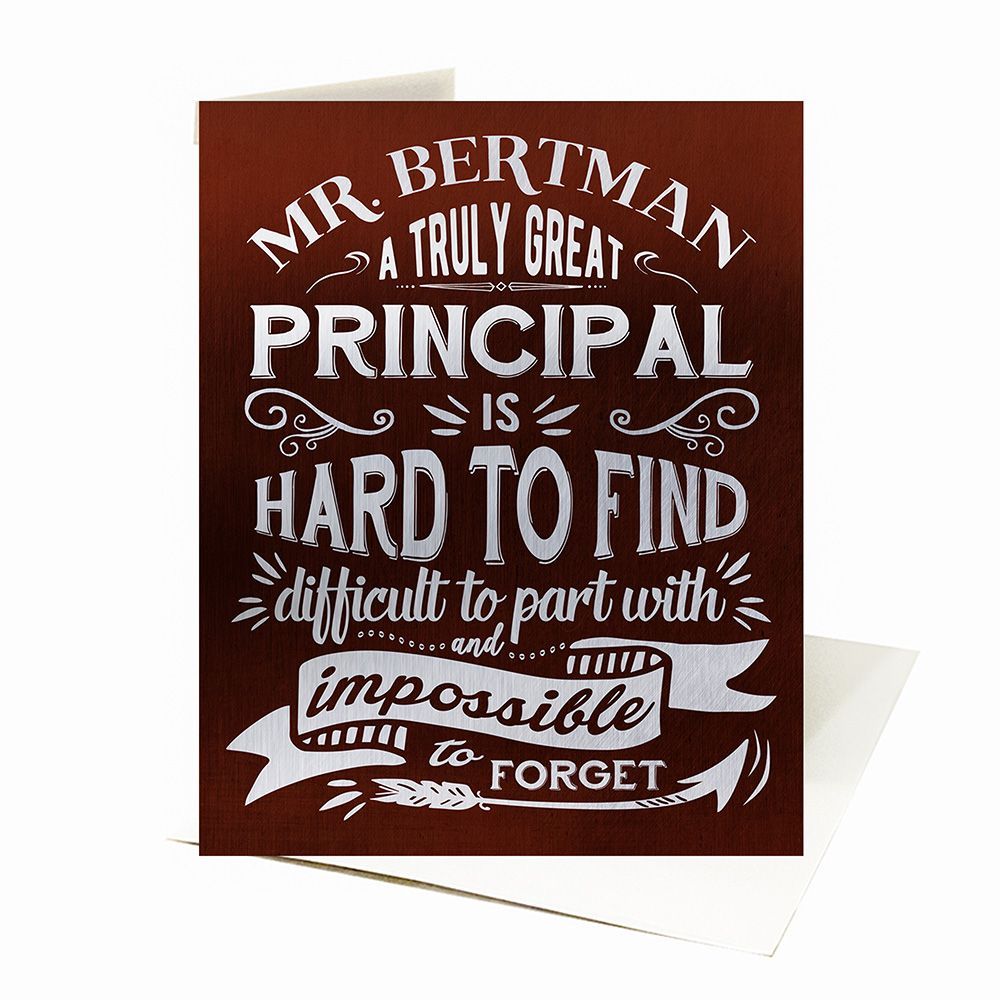 Bronze Truly Great Principal Typography Retirement Card Gift for Principal C-2151