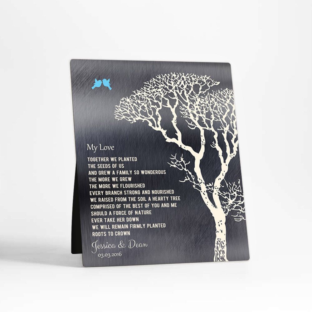 Tin Bare Tree 10th Anniversary Desktop Plaque Gift for Couple D-1298