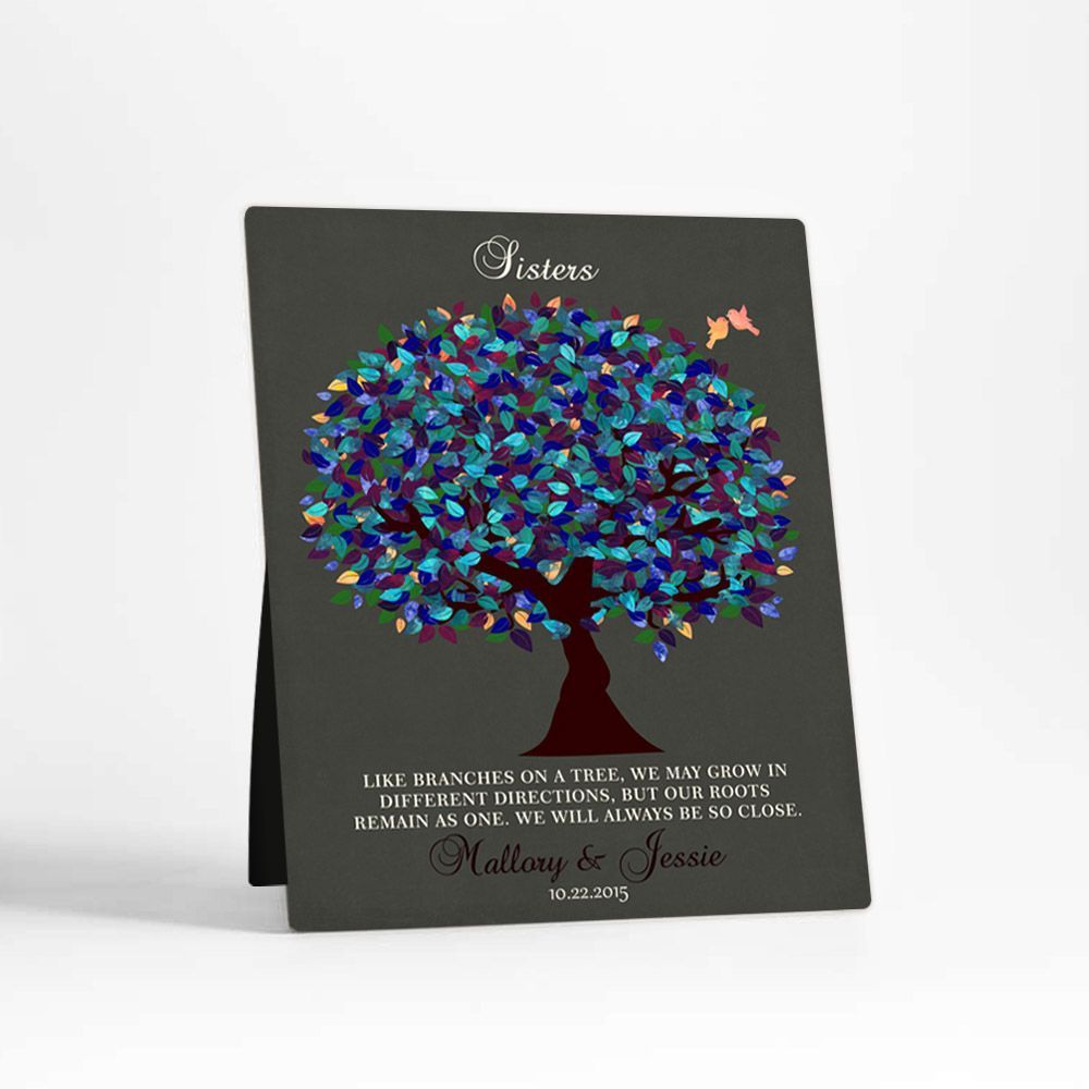 Peacock Tree Wedding Desktop Plaque Gift for Sister D-1192