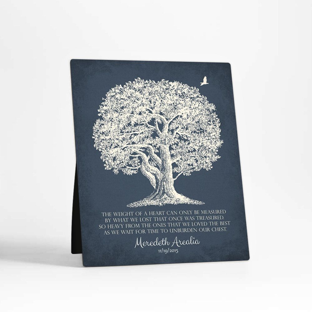 #1 Best Seller - Oak Tree Silhouette Memorial Desktop Plaque Gift for Bereaved Family D-1146