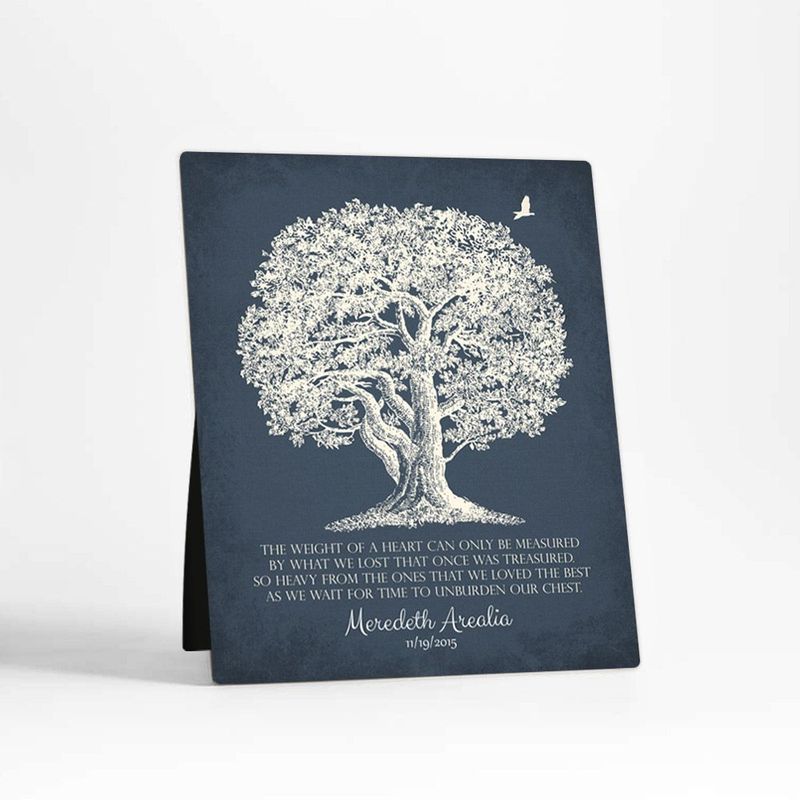 #1 Best Seller - Oak Tree Silhouette Memorial Desktop Plaque Gift for Bereaved Family D-1146