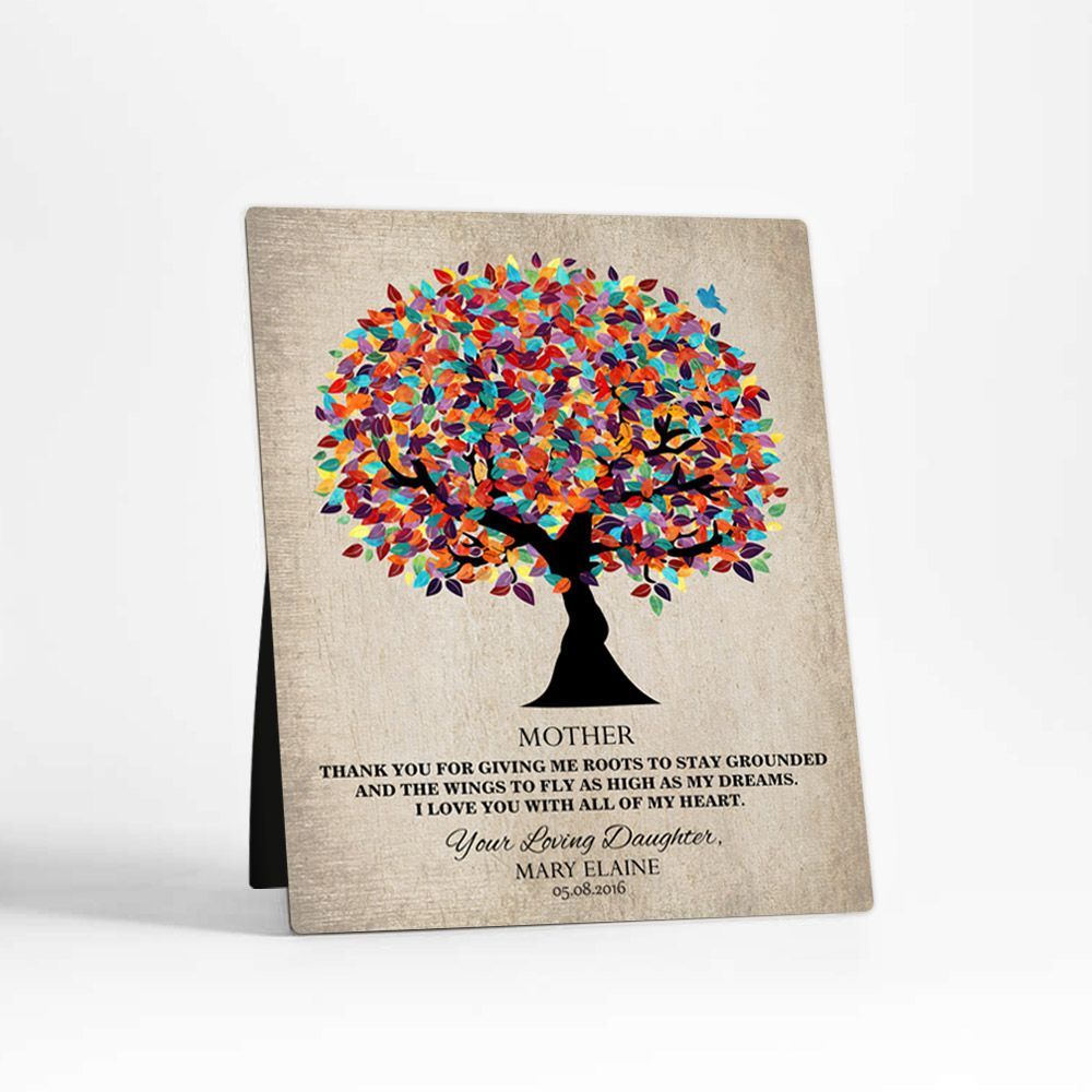 Colorful Spring Tree Family Desktop Metal Plaque For Mom D-1223