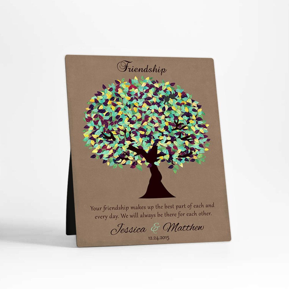 Burlap Plum Tree Friendship Desktop Plaque Gift for Friend D-1189