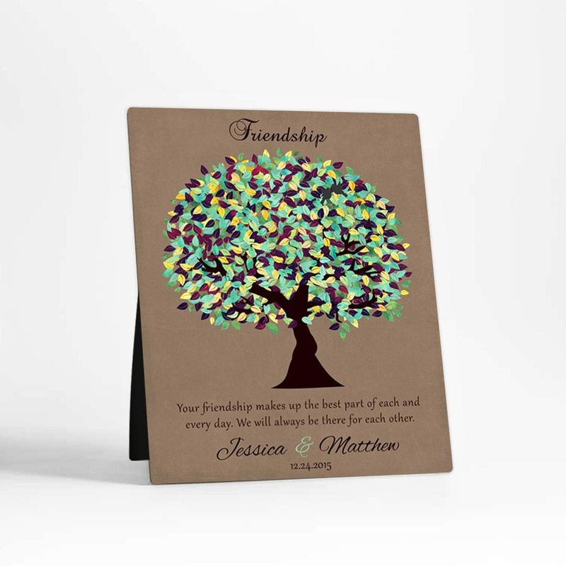 Burlap Plum Tree Friendship Desktop Plaque Gift for Friend D-1189