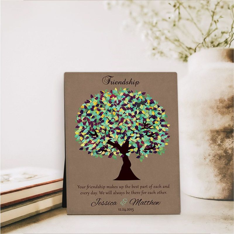 Burlap Plum Tree Friendship Desktop Plaque Gift for Friend D-1189