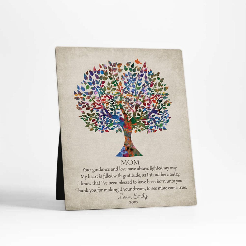 Watercolor Tree Family Desktop Metal Plaque For Mom D-1396