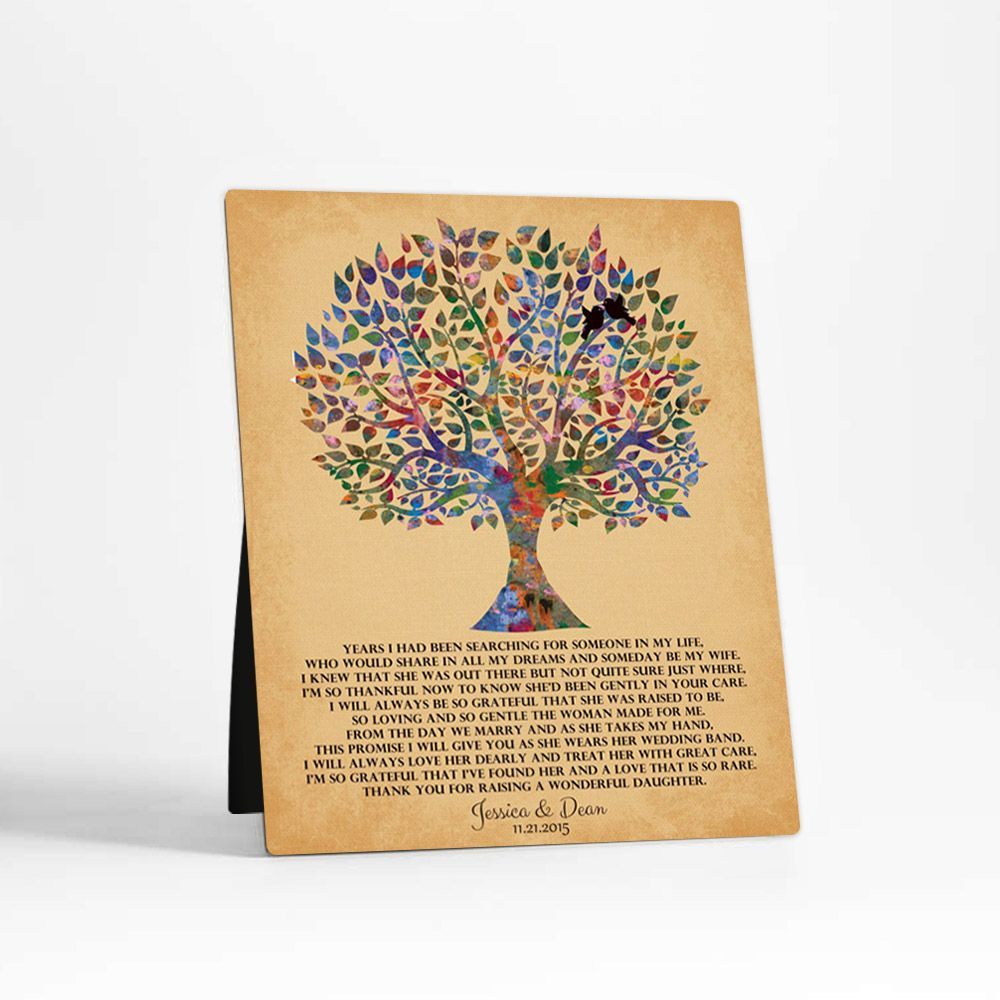 Watercolor Tree Wedding Desktop Plaque Gift for Mother Of The Bride D-1256