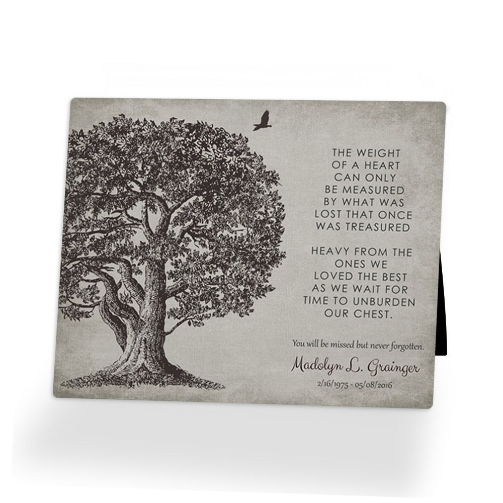 Oak Tree Memorial Desktop Plaque Gift for Bereaved Family D-1328