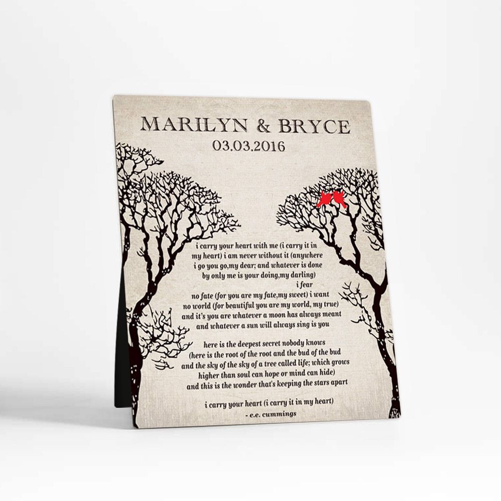 Two Bare Trees 10th Anniversary Desktop Plaque Gift for Couple D-1304