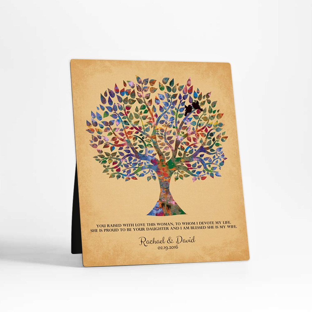 Watercolor Tree Wedding Desktop Plaque Gift for Mother Of The Bride D-1259