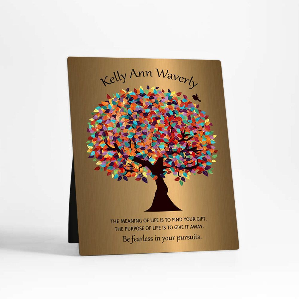 Brass Colorful Spring Tree Leadership Appreciation Desktop Plaque Gift for Mentee D-1496