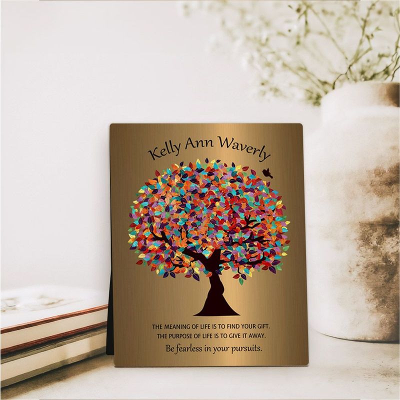 Brass Colorful Spring Tree Leadership Appreciation Desktop Plaque Gift for Mentee D-1496