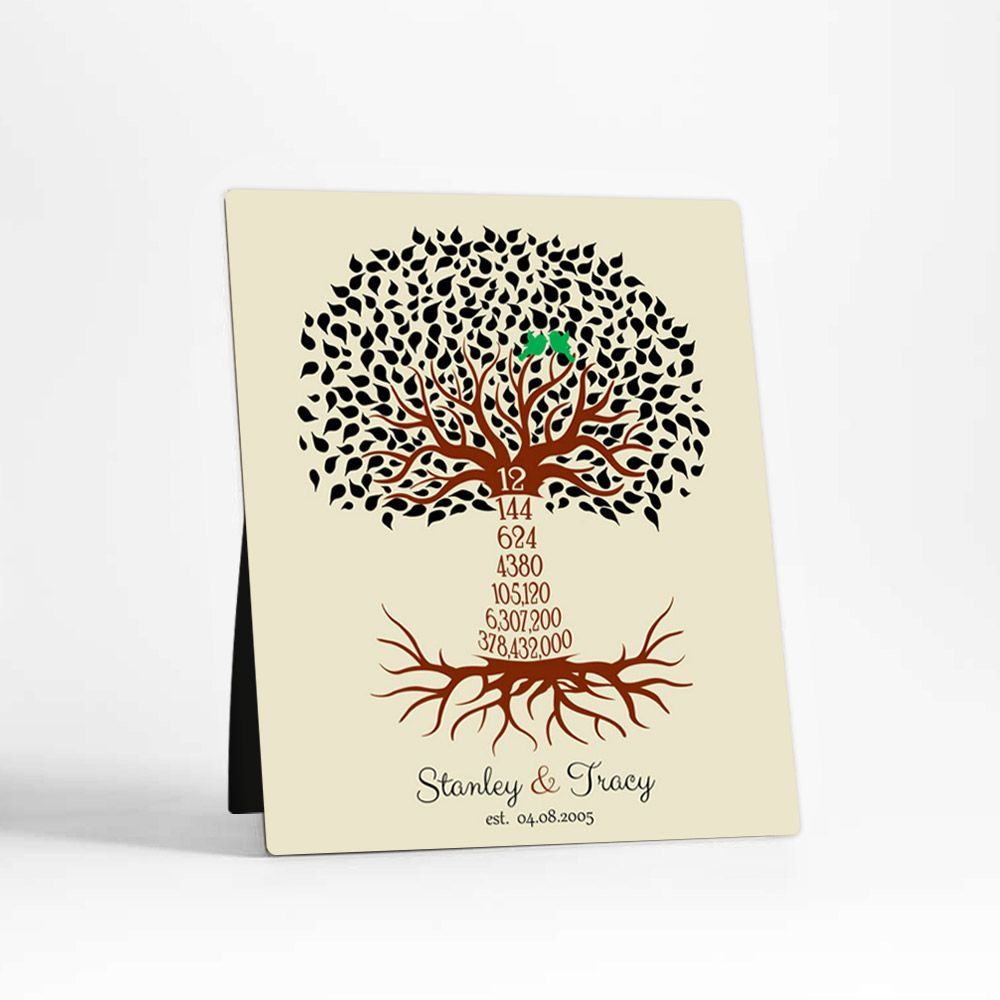 Countdown Tree 12th Anniversary Desktop Plaque Gift for Couple D-1442