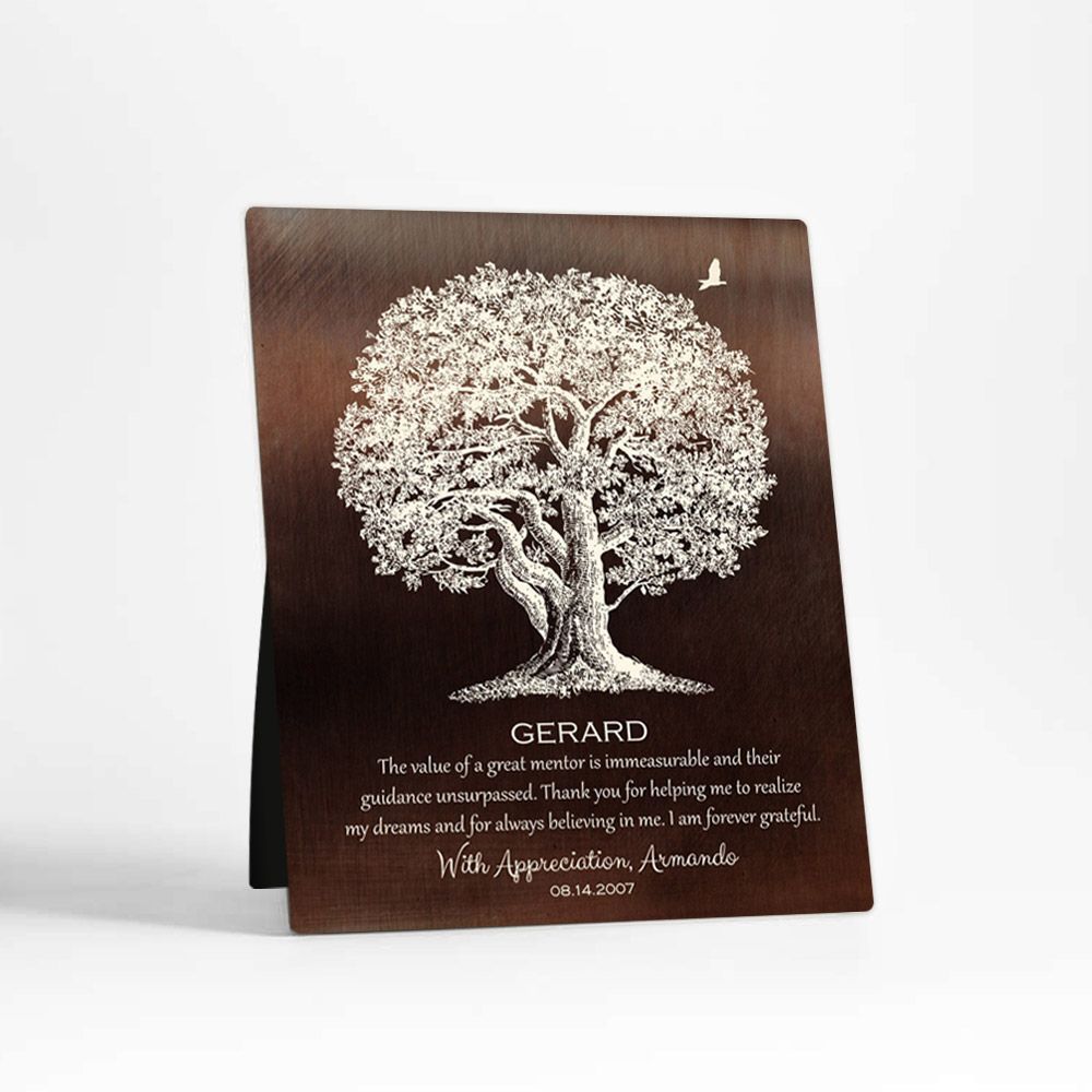 #1 Best Seller - Bronze Oak Tree Leadership Appreciation Desktop Plaque Gift for Mentor D-1397