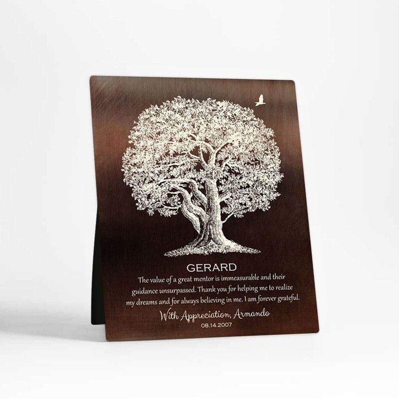 #1 Best Seller - Bronze Oak Tree Leadership Appreciation Desktop Plaque Gift for Mentor D-1397