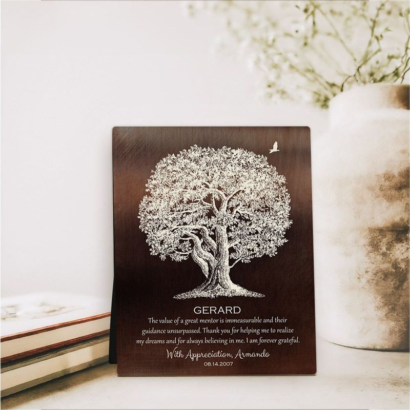 #1 Best Seller - Bronze Oak Tree Leadership Appreciation Desktop Plaque Gift for Mentor D-1397