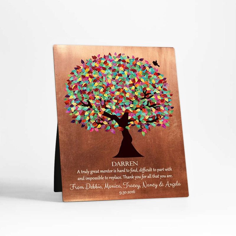 #1 Best Seller - Copper Colorful Spring Tree Leadership Appreciation Desktop Plaque Gift for Mentor D-1408