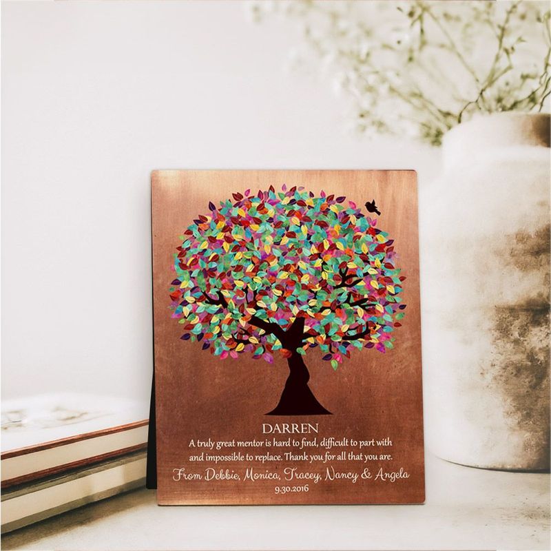 #1 Best Seller - Copper Colorful Spring Tree Leadership Appreciation Desktop Plaque Gift for Mentor D-1408