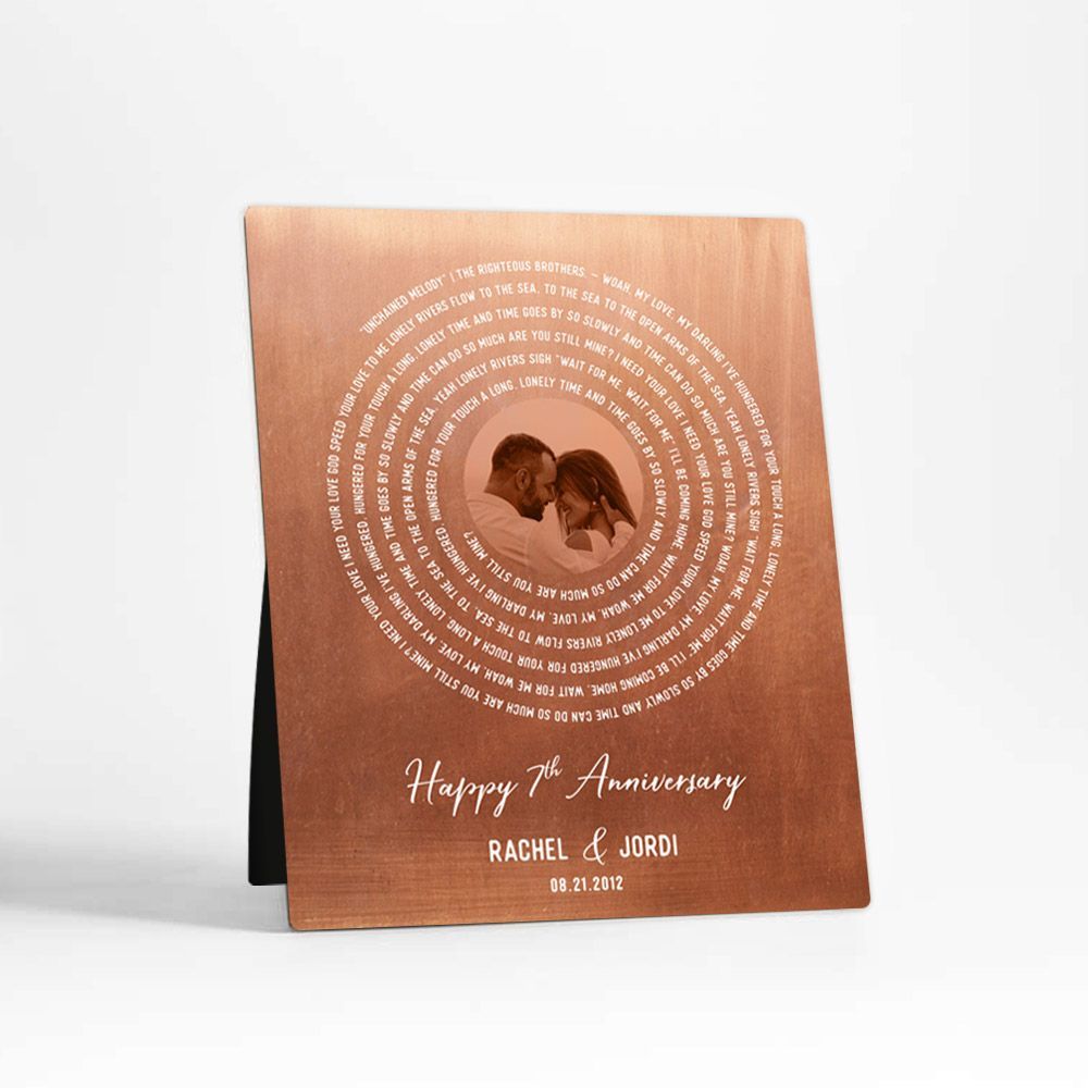 Copper Our Song Lyrics 7th Anniversary Desktop Plaque Gift for Couple D-1908