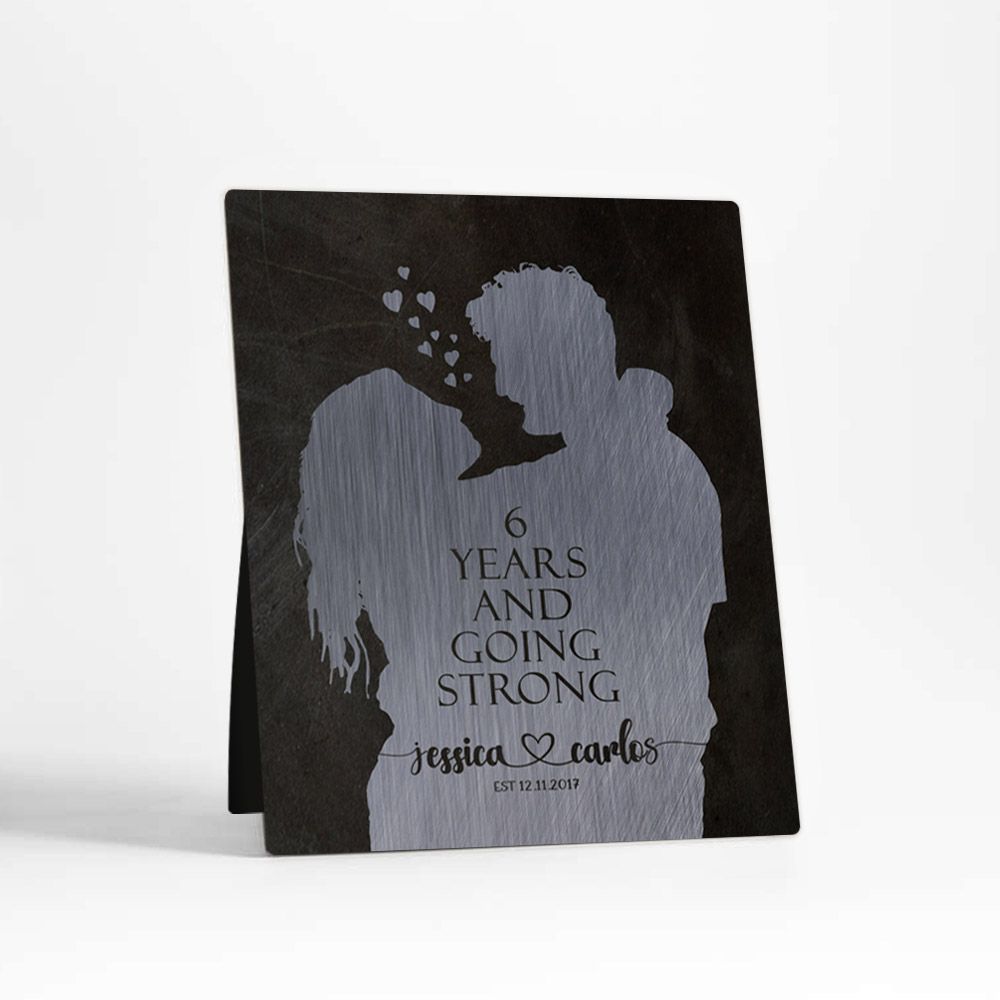 Iron Couple Silhouette 6th Anniversary Desktop Plaque Gift for Couple D-1861