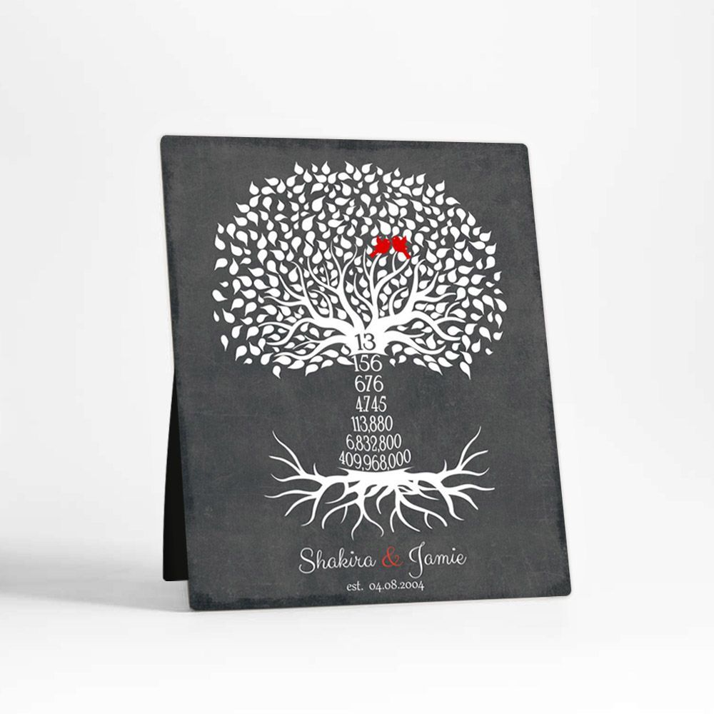 #1 Best Seller - Countdown Tree 13th Anniversary Desktop Plaque Gift for Couple D-1443