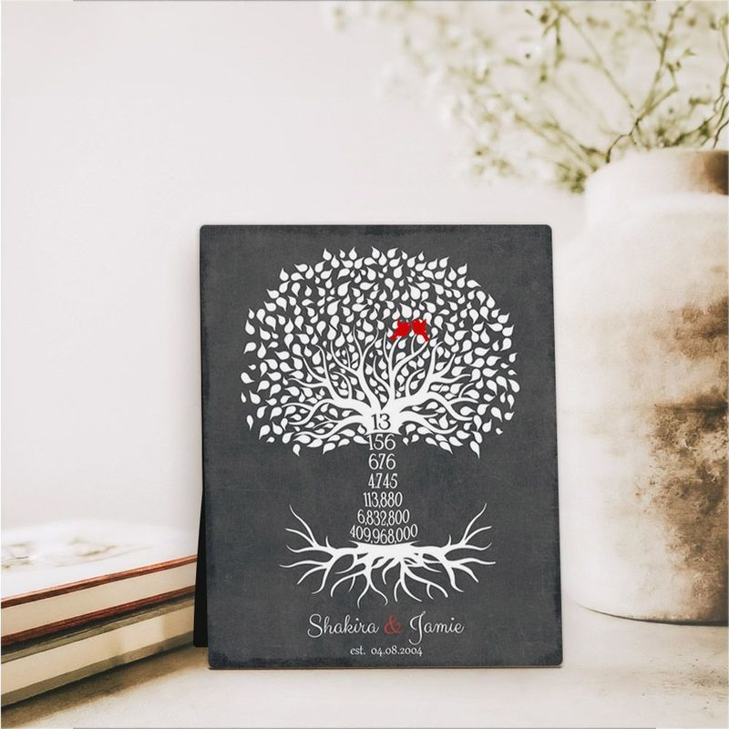 #1 Best Seller - Countdown Tree 13th Anniversary Desktop Plaque Gift for Couple D-1443