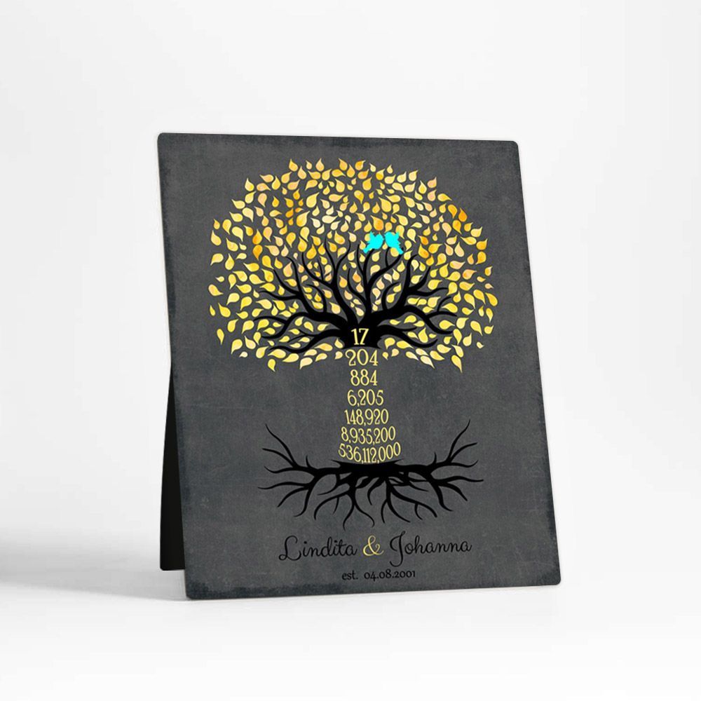 Countdown Tree 17th Anniversary Desktop Plaque Gift for Couple D-1447