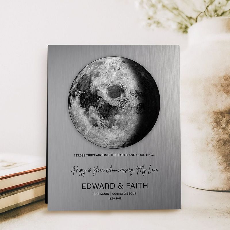 #1 Best Seller - Tin Our Moon Trips Around the Earth Anniversary Desktop Plaque Gift for Couple D-2127