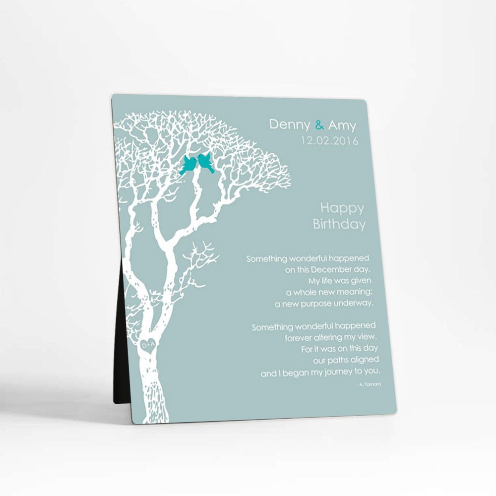 White Bare Tree Spouse Birthday Desktop Plaque Gift for Spouse D-1724