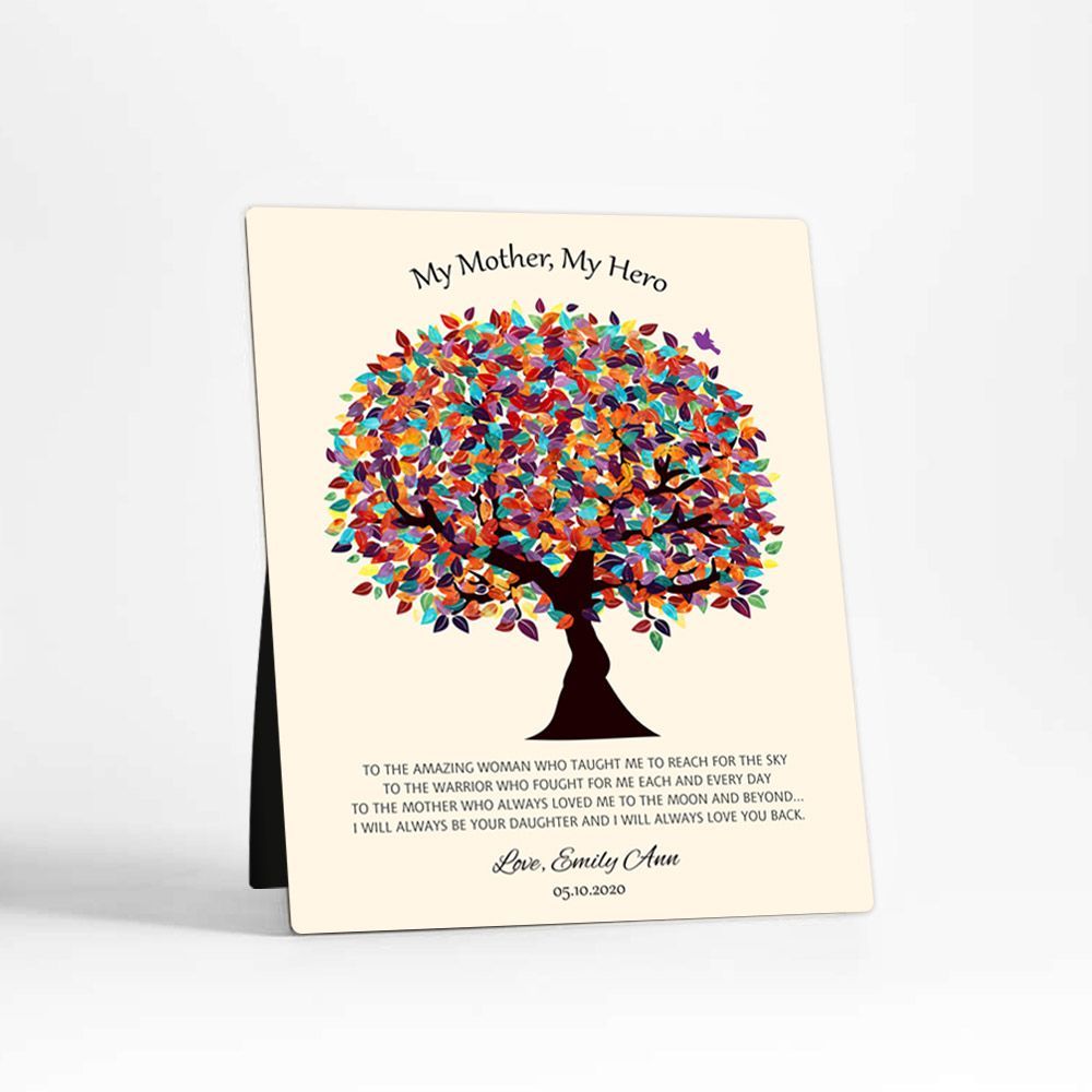 Colorful Spring Tree Family Desktop Metal Plaque For Mom D-1547