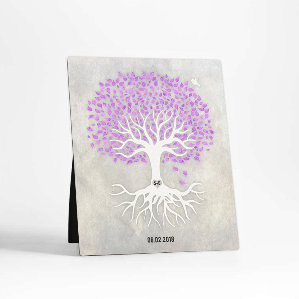 White Canopy Tree Anniversary Desktop Plaque Gift for Couple D-1539