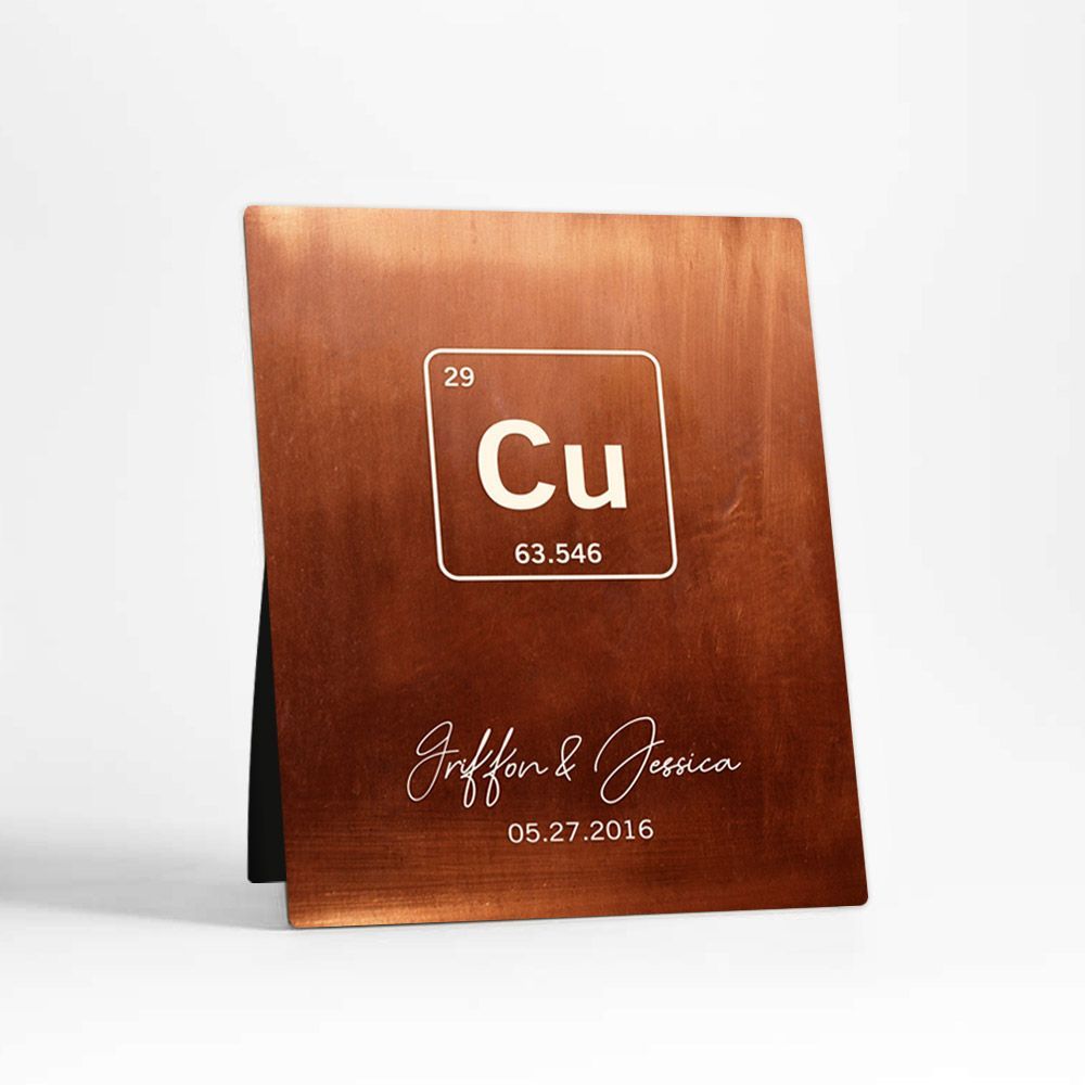 Copper Periodic Table Element 7th Anniversary Desktop Plaque Gift for Couple D-1914