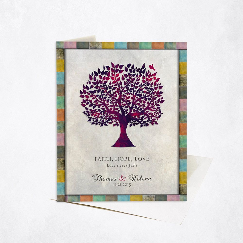 Purple Tree Silhouette Anniversary Card Gift for Couple C-1525