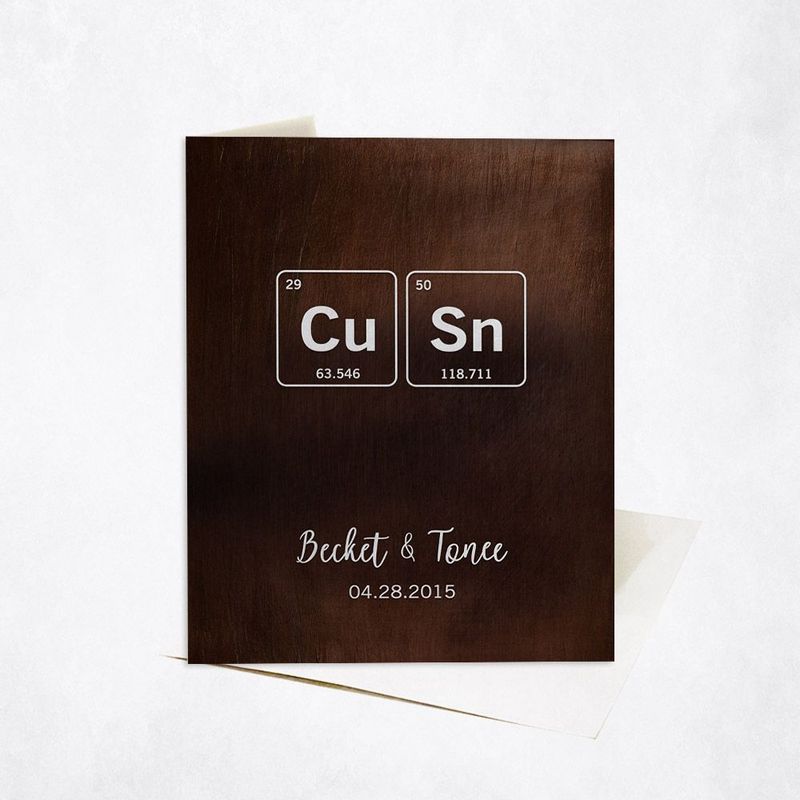 #1 Best Seller - Bronze Periodic Table Element 8th Anniversary Card Gift for Couple C-1917