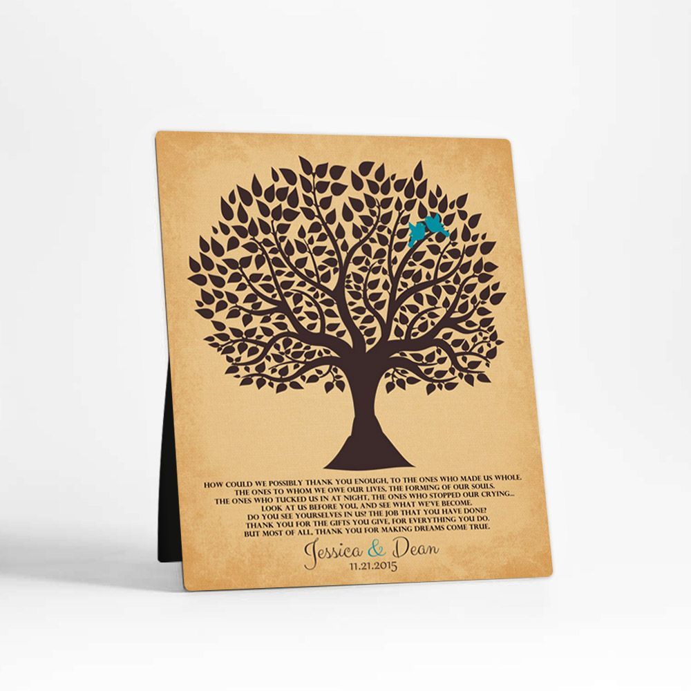 Tree Silhouette Wedding Desktop Plaque Gift for Parents D-1118