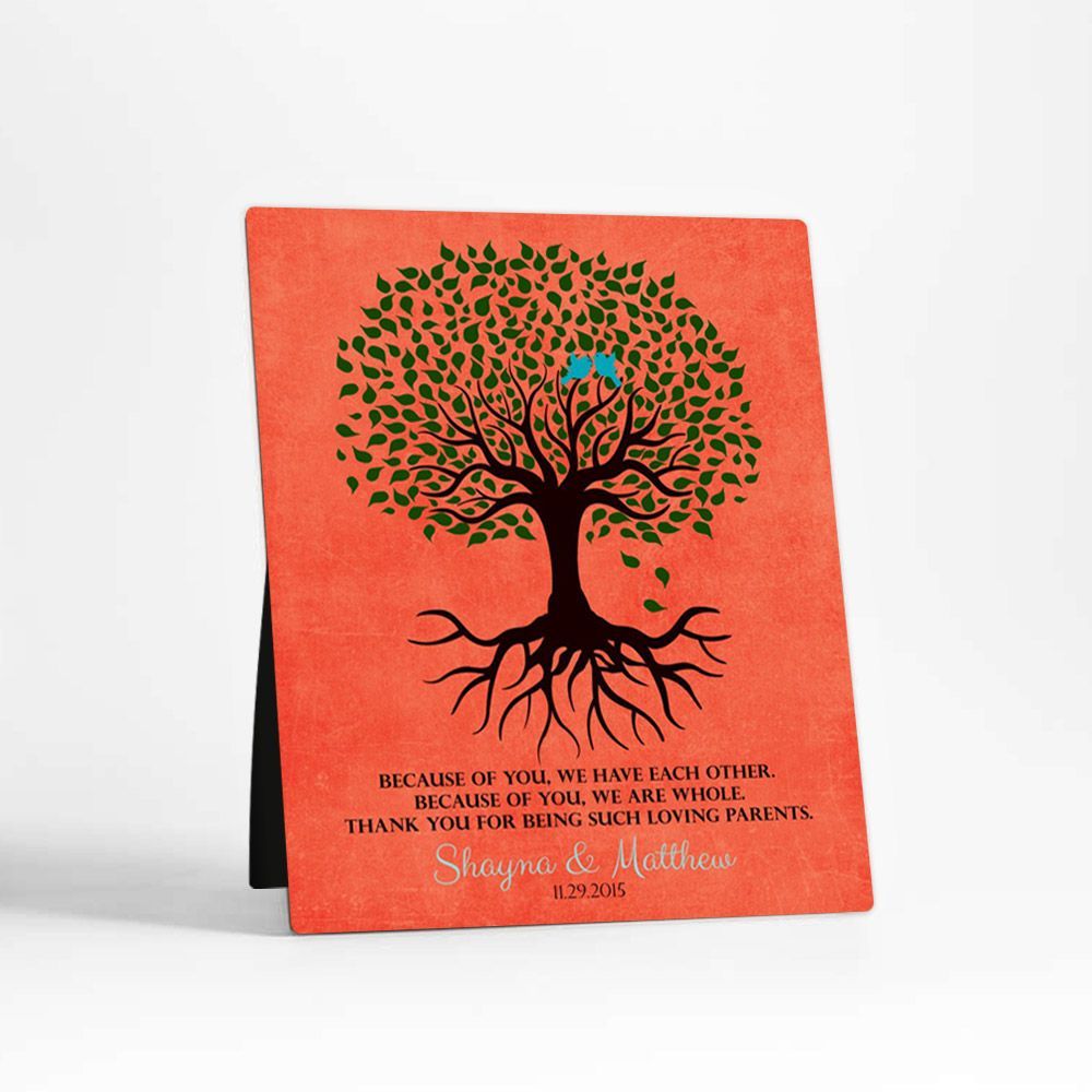 Tree with Roots Wedding Desktop Plaque Gift for Parents D-1111