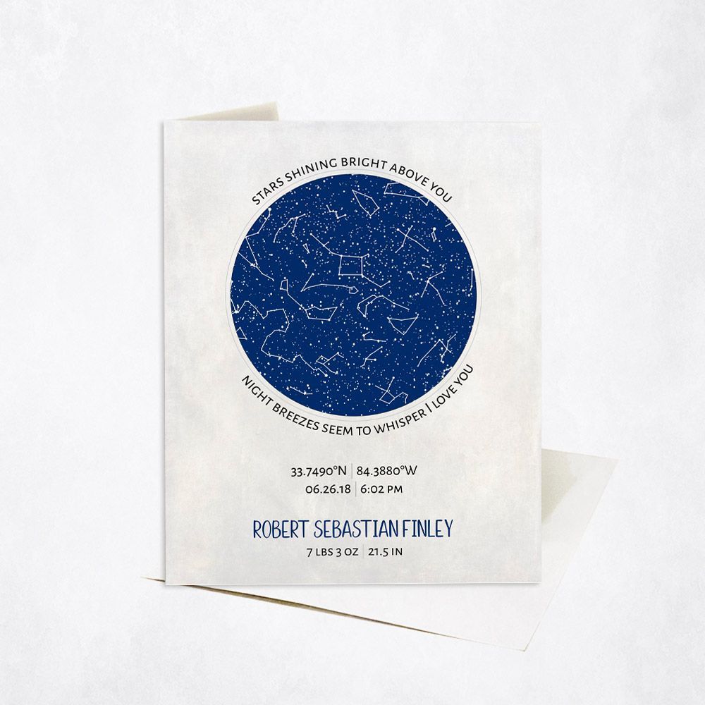 Star Map Baby Birth Card Gift for Boy C-1741
