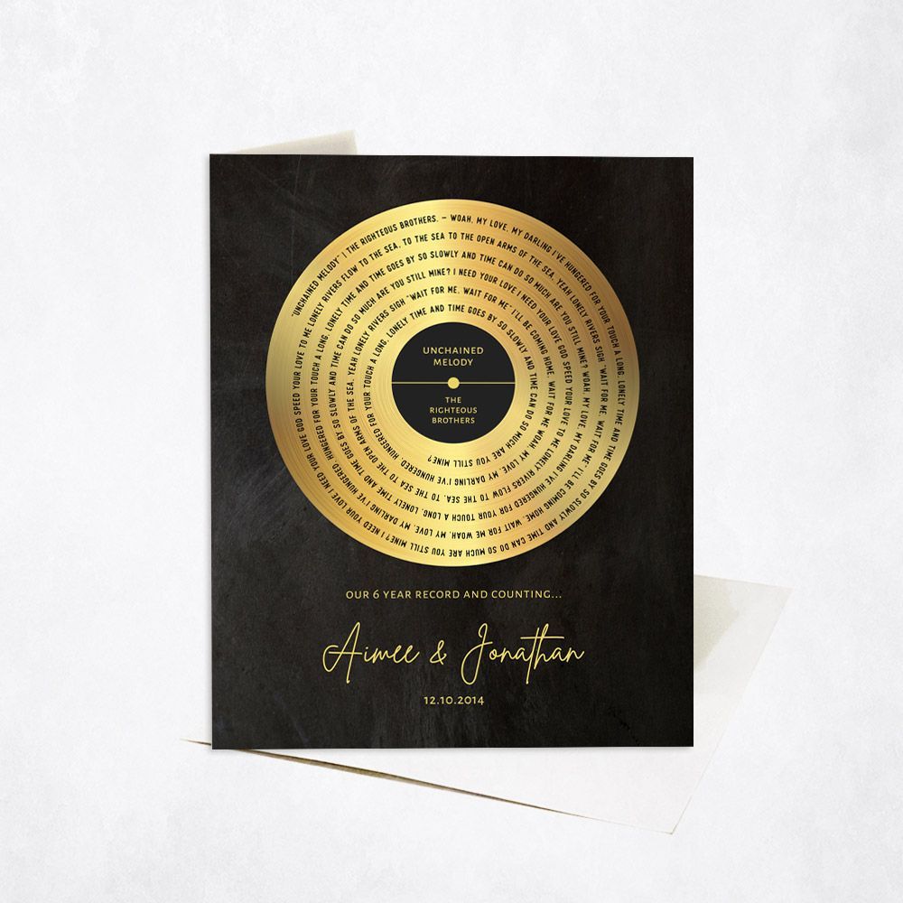 Iron Our Song Lyrics Record Label 6th Anniversary Card Gift for Couple C-1587