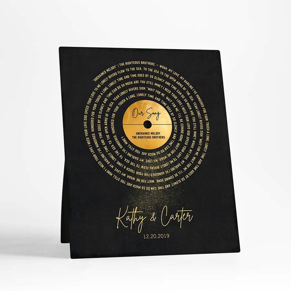 Gold Our Song Gold Record Lable Spiral 50th Anniversary Desktop Plaque Gift for Couple D-2118